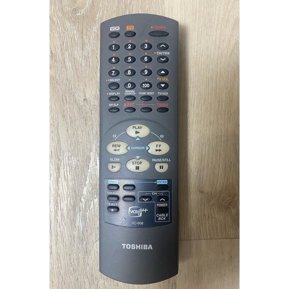 Toshiba VC-608 VCR Plus+ Remote Control TV VCR Cable Gray OEM Replacement